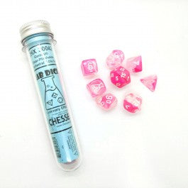 Chessex: Luminary Clear White Pink 7 Die set