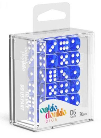 Oakie Doakie Dice - D6 Translucent Blue 12mm Set of 36