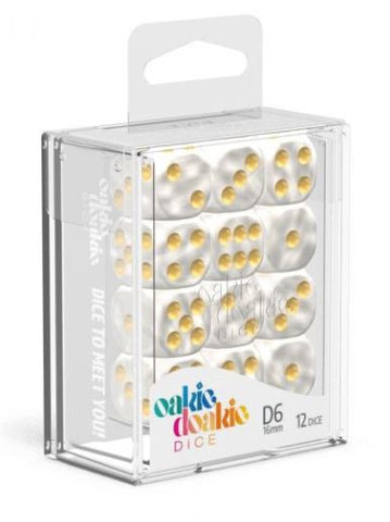 Oakie Doakie Dice - D6 Marble White 16mm Set of 12