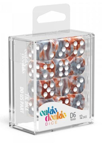 Oakie Doakie Dice - D6 Gemidice Silver-Rust 16mm Set of 12
