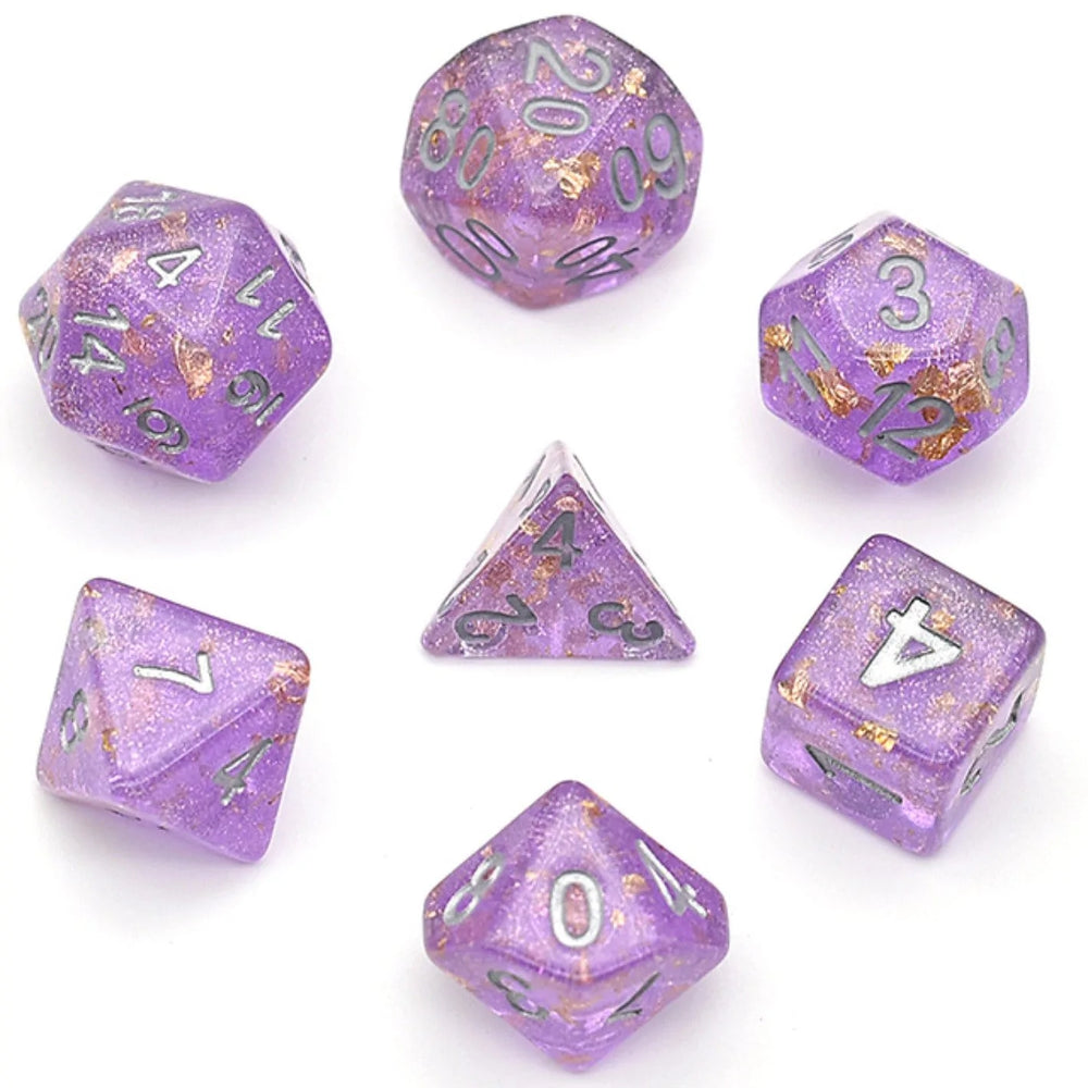 PURPLE WITH GOLD FOIL DICE SET