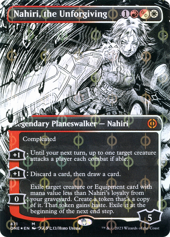 Nahiri, the Unforgiving (Borderless Manga Step-and-Compleat Foil) [Phyrexia: All Will Be One]