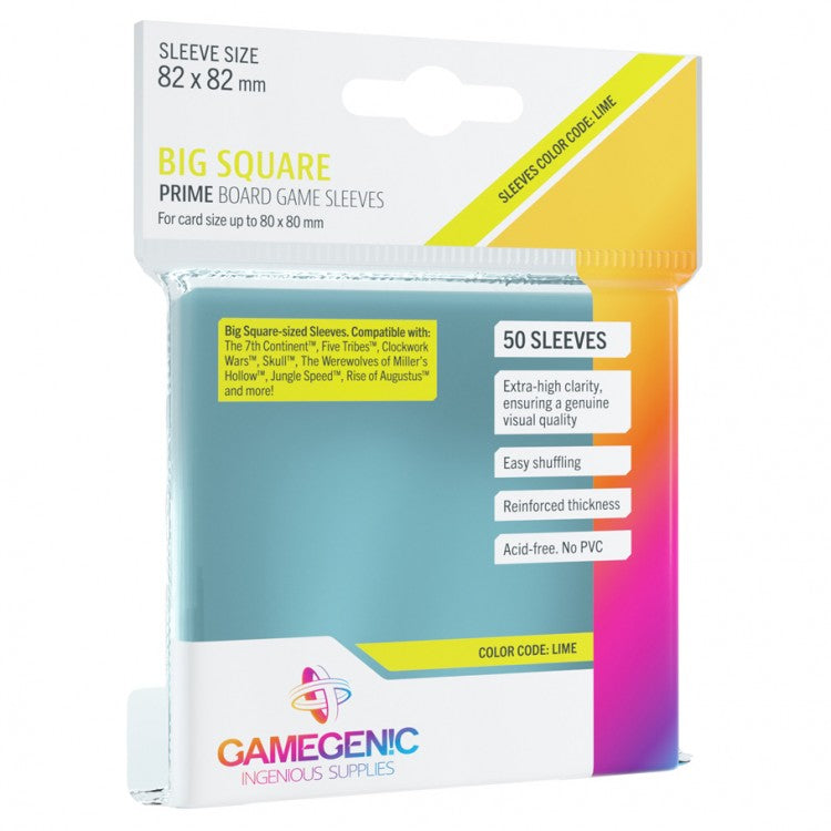 Gamegenic Prime Board Game Sleeves: Big Square Lime