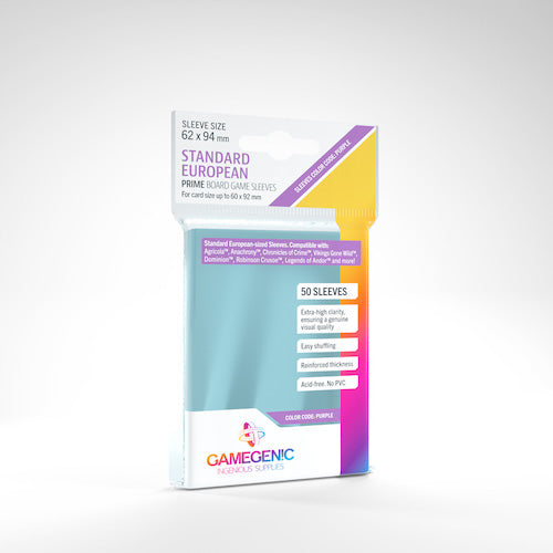 Gamegenic Prime Board Game Sleeves: Standard European / Purple