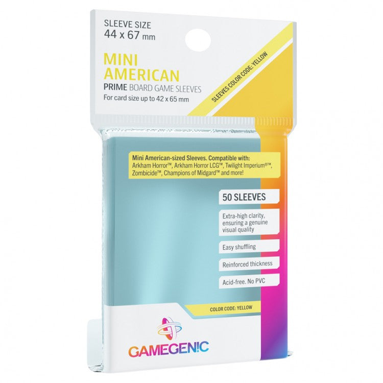 Gamegenic Prime Board Game Sleeves: Mini American / Yellow