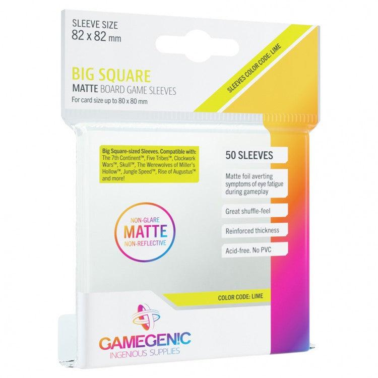 Gamegenic Matte Board Game Sleeves: Big Square Lime