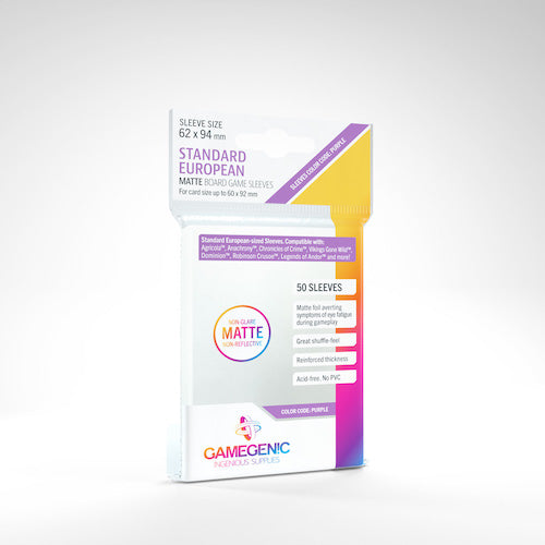 Gamegenic Matte Board Game Sleeves: Standard European / Purple