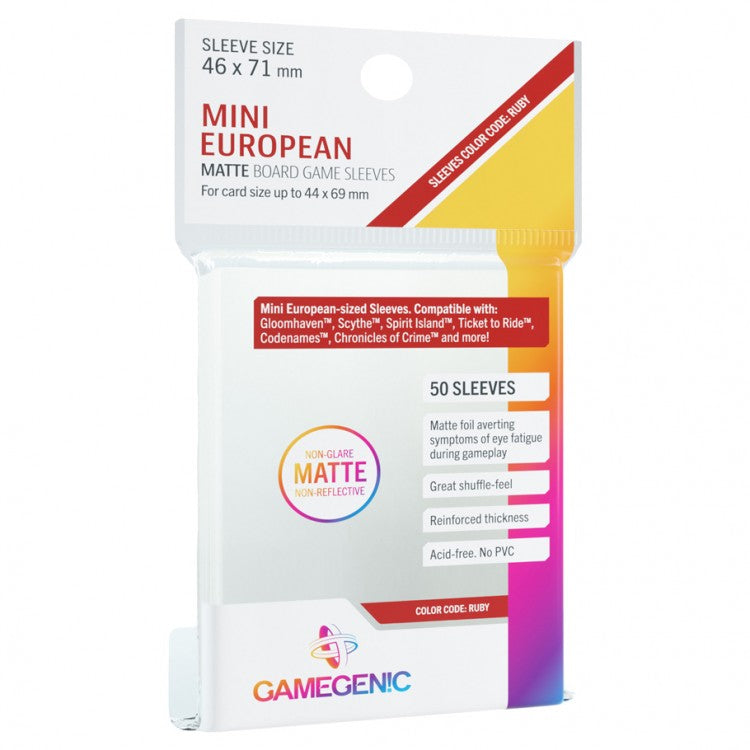 Gamegenic Matte Board Game Sleeves: Mini European / Ruby