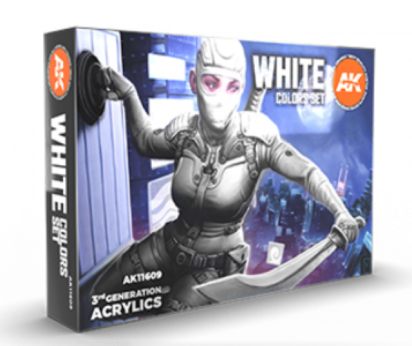 AK-Interactive: 3rd Gen Acrylics - White Colors Paint Set