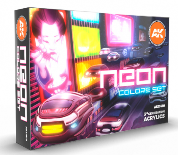 AK-Interactive: 3rd Gen Acrylics - Neon Colors Paint Set