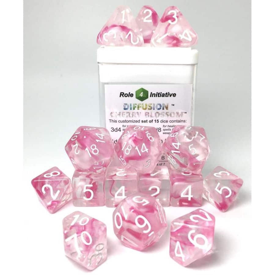 Diffusion Cherry Blossom Dice (Set of 15 RPG Dice)